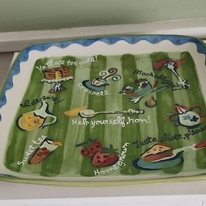 Charming Green Ceramic Serving Platter